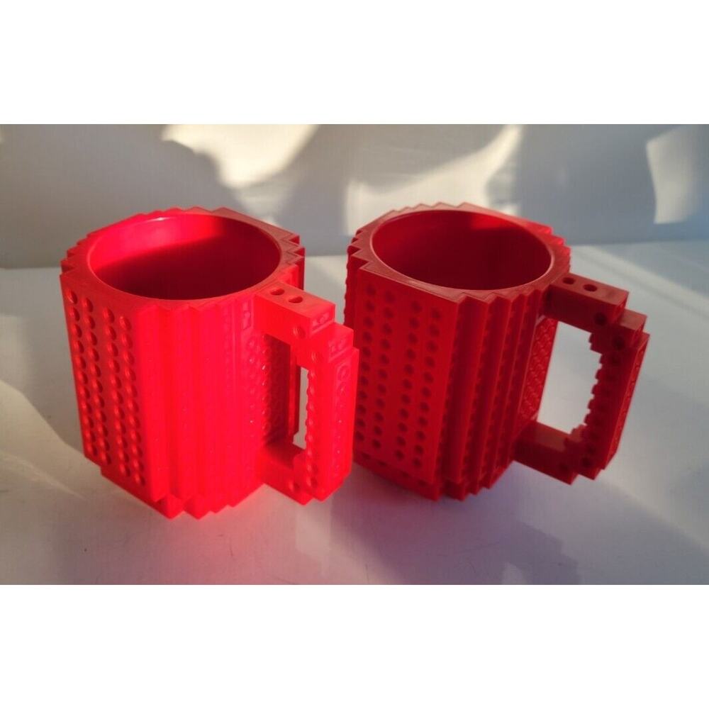 Think Geek Red Build On Brick Mug Tea Coffee Cup BlockBrick Set of 2
